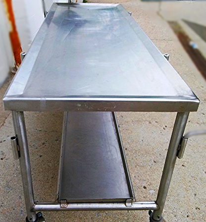 HEAVY DUTY STA STEEL HOSPITAL AUTOPSY GURNEY plus DRIP & 2 TRAY MORGUE FREE SHIP