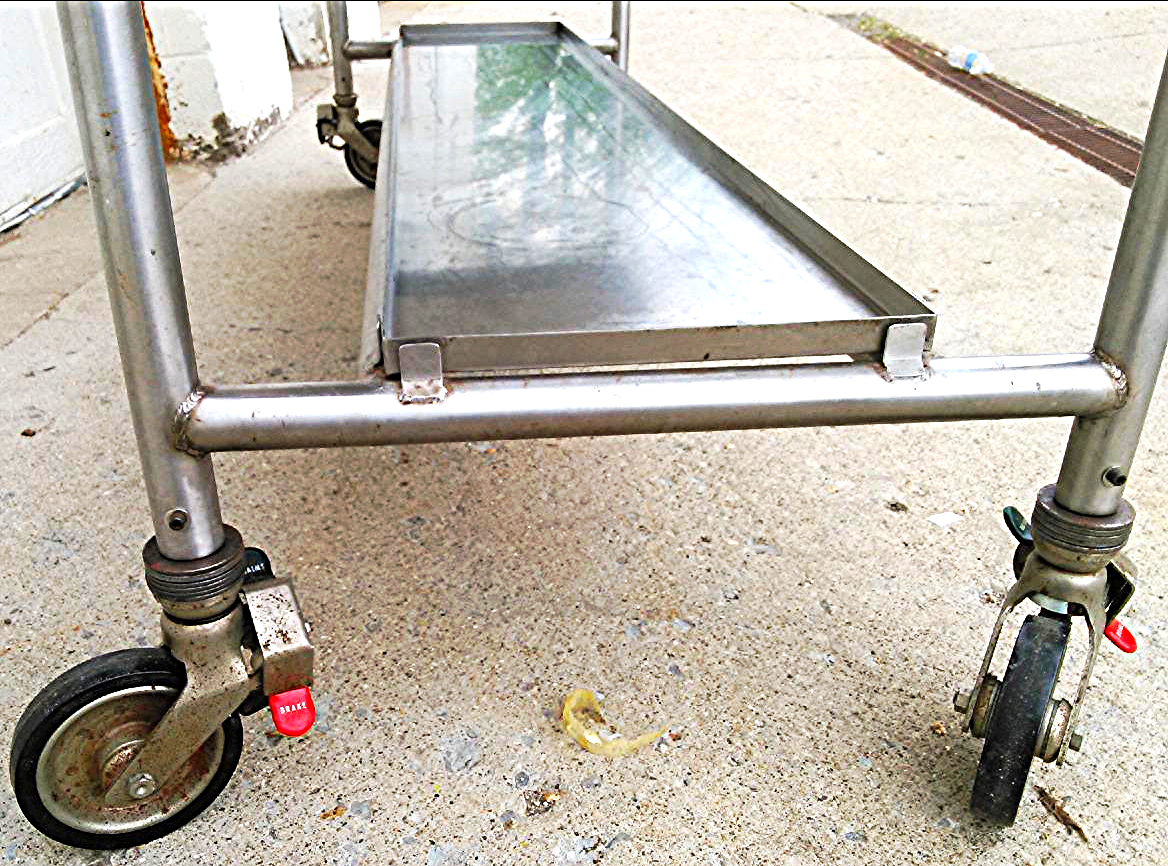 HEAVY DUTY STA STEEL HOSPITAL AUTOPSY GURNEY plus DRIP & 2 TRAY MORGUE FREE SHIP