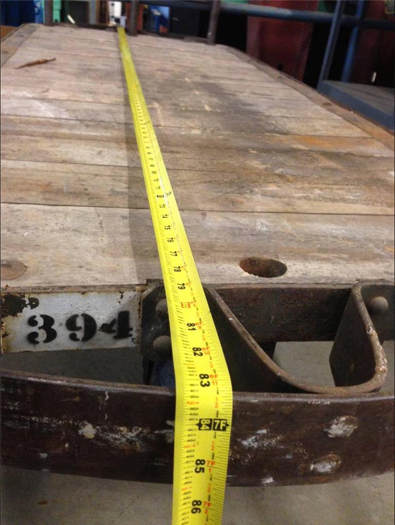 UNIQUE VINTAGE 7 FOOT LONG INDUSTRIAL STEAMPUNK OLD OAK WOOD CART METAL WHEELS