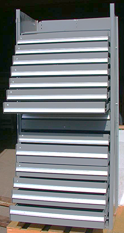 INDUSTRIAL DESIGN LYON HEAVY DUTY METAL CABINET 14 DRAWERS 7ft H x 36" W x 26" D