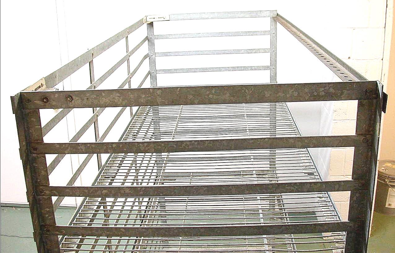 RARE INDUSTRIAL VINTAGE GALVANIZED STEAMPUNK BAKER RACK CART 3 SHELVES on Wheels