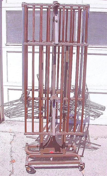 RARE FOLDING COLLAPSIBLE VEEP CLOTHES HANGER HAT UMBRELLA COAT SHELVES ON WHEELS