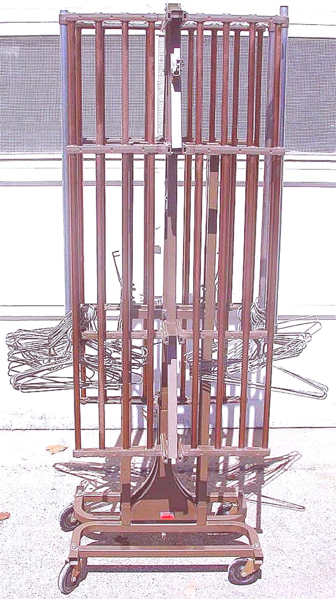 RARE FOLDING COLLAPSIBLE VEEP CLOTHES HANGER HAT UMBRELLA COAT SHELVES ON WHEELS