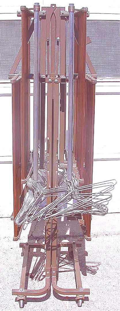 RARE FOLDING COLLAPSIBLE VEEP CLOTHES HANGER HAT UMBRELLA COAT SHELVES ON WHEELS