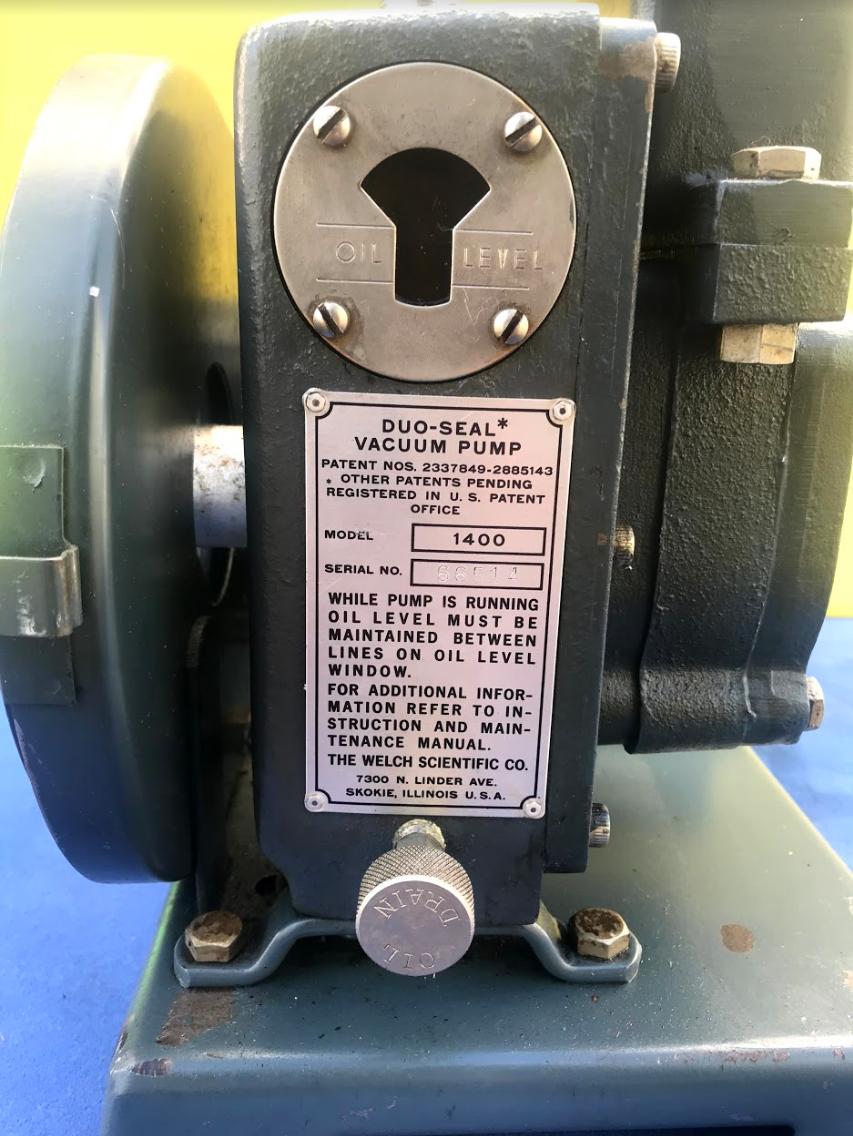 DUO-SEAL BELT DRIVE ROTARY VANE DUO SEAL MODEL 1400 VACUUM PUMP WATCH VIDEO
