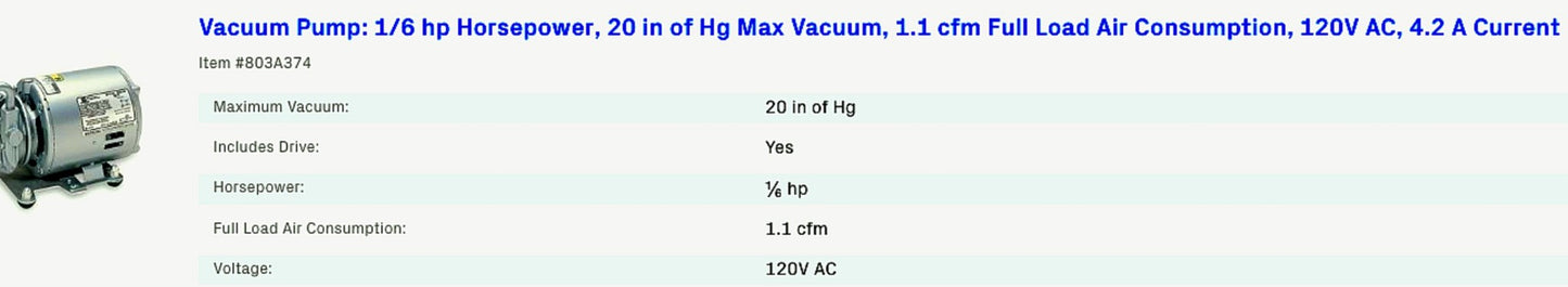 GE 5KH33DN16JX VACUUM PUMP 1/6 HP G8GCX Lab Industrial WATCH VIDEO FREE SHIPPING