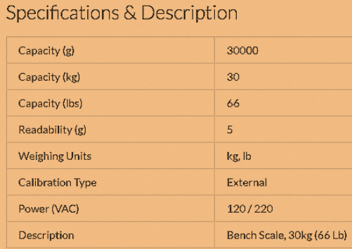 COLE PALMER ACCULAB SV-30 BENCH PLATFORM SCALE 66LB / 30KG BALANCE FREE SHIP
