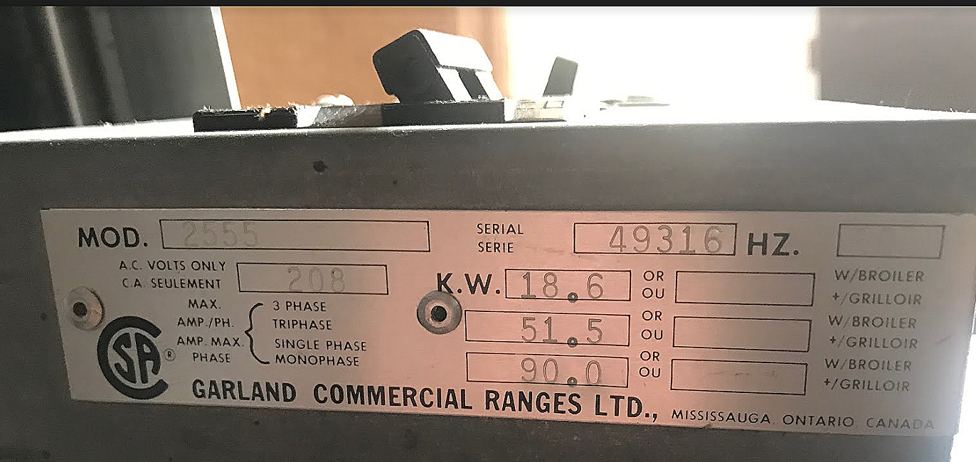 GARLAND 2555 TRIPLE DECK ELECTRIC BAKE ROAST OVEN 208V 1PHASE 12"HEARTH FREESHIP