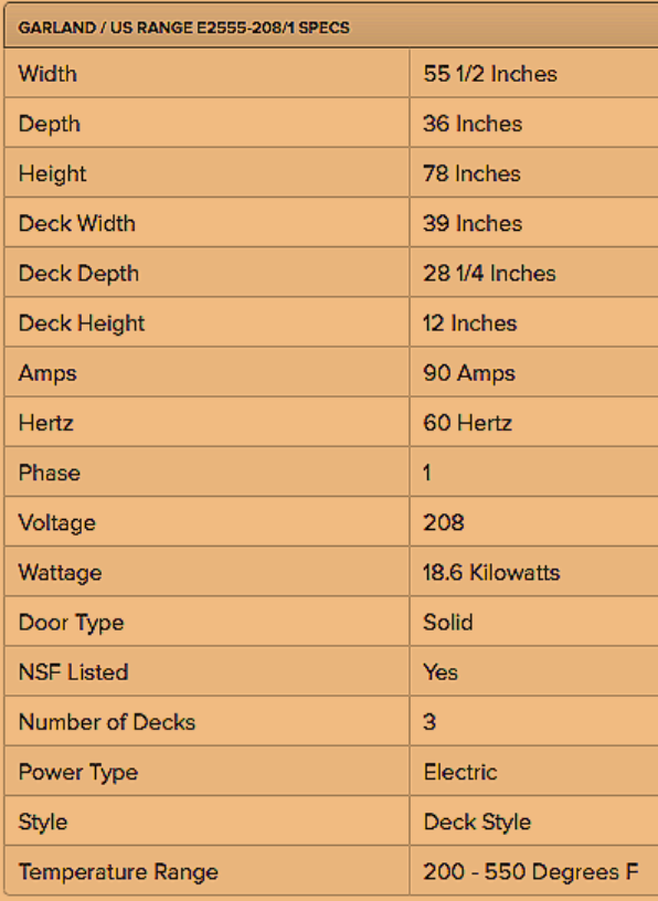 GARLAND 2555 TRIPLE DECK ELECTRIC BAKE ROAST OVEN 208V 1PHASE 12"HEARTH FREESHIP