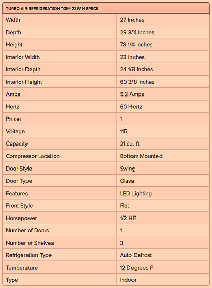 TURBO AIR TGIM-23W GLASS DOOR ICE BAG MERCHANDISER FREEZER TESTED 100% FREESHIP