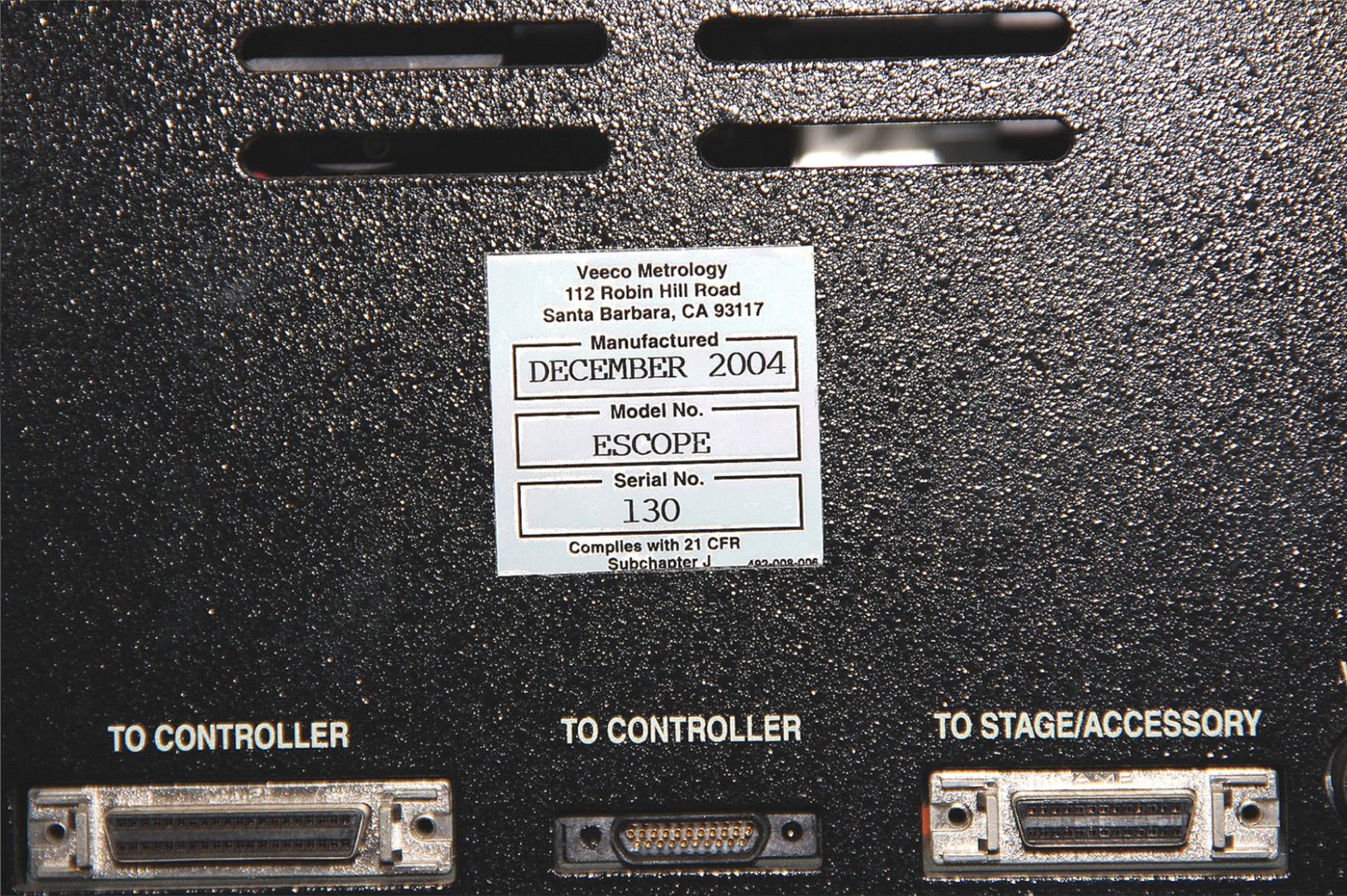 TMC VEECO DI ENVIROSCOPE ATOMIC FORCE MICROSCOPE SYSTEM MDC KAV-150 TURBO-V 70LP