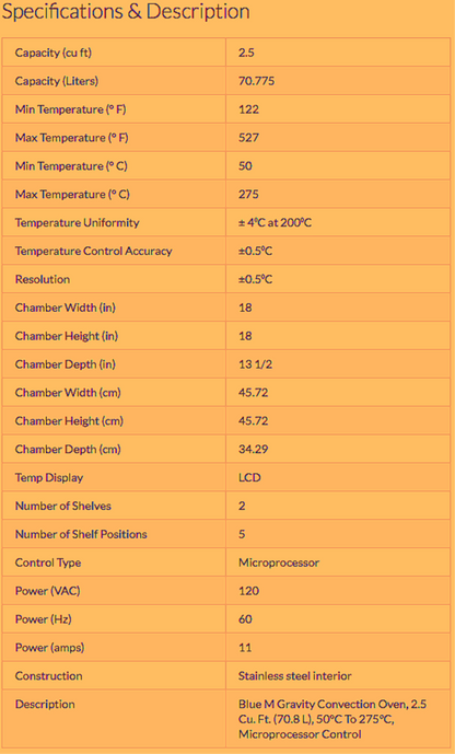 THERMO LINDBERG BLUE M LB30554 OV700G GRAVITY OVEN FURNACE LAB HOSPITAL CLINIC