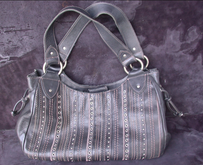 FOSSIL GENUINE BLACK LEATHER HANDBAG 75082