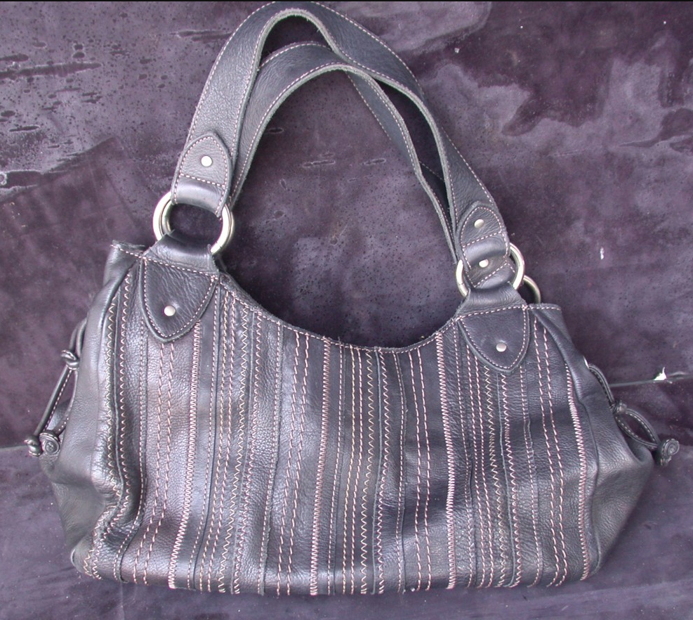 FOSSIL GENUINE BLACK LEATHER HANDBAG 75082