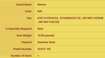 NEMCO 55975-1SC Easy Chicken Slicer 3/8"Scalloped Cut Slicer 100%Sharp FREE SHIP