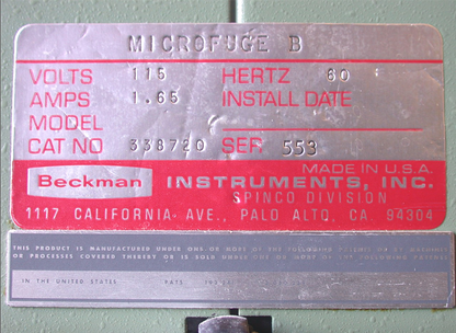BECKMAN TABLETOP MICROFUGE B COMPLETEwith 6 STAINLESS STEEL PLATES FREE SHIPPING