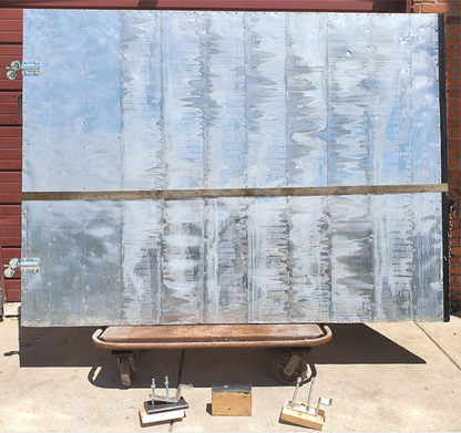 RARE VINTAGE HUGE 98"high x 72"wide HEAVY DUTY STEEL ARMORED BARN DOOR FREE SHIP