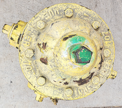 RARE 1974 VINTAGE COMPLETE MUELLER YELLOW BRASS 5-1/4" "IMPROVED" FIRE HYDRANT