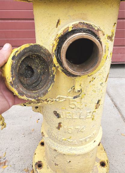 RARE 1974 VINTAGE COMPLETE MUELLER YELLOW BRASS 5-1/4" "IMPROVED" FIRE HYDRANT