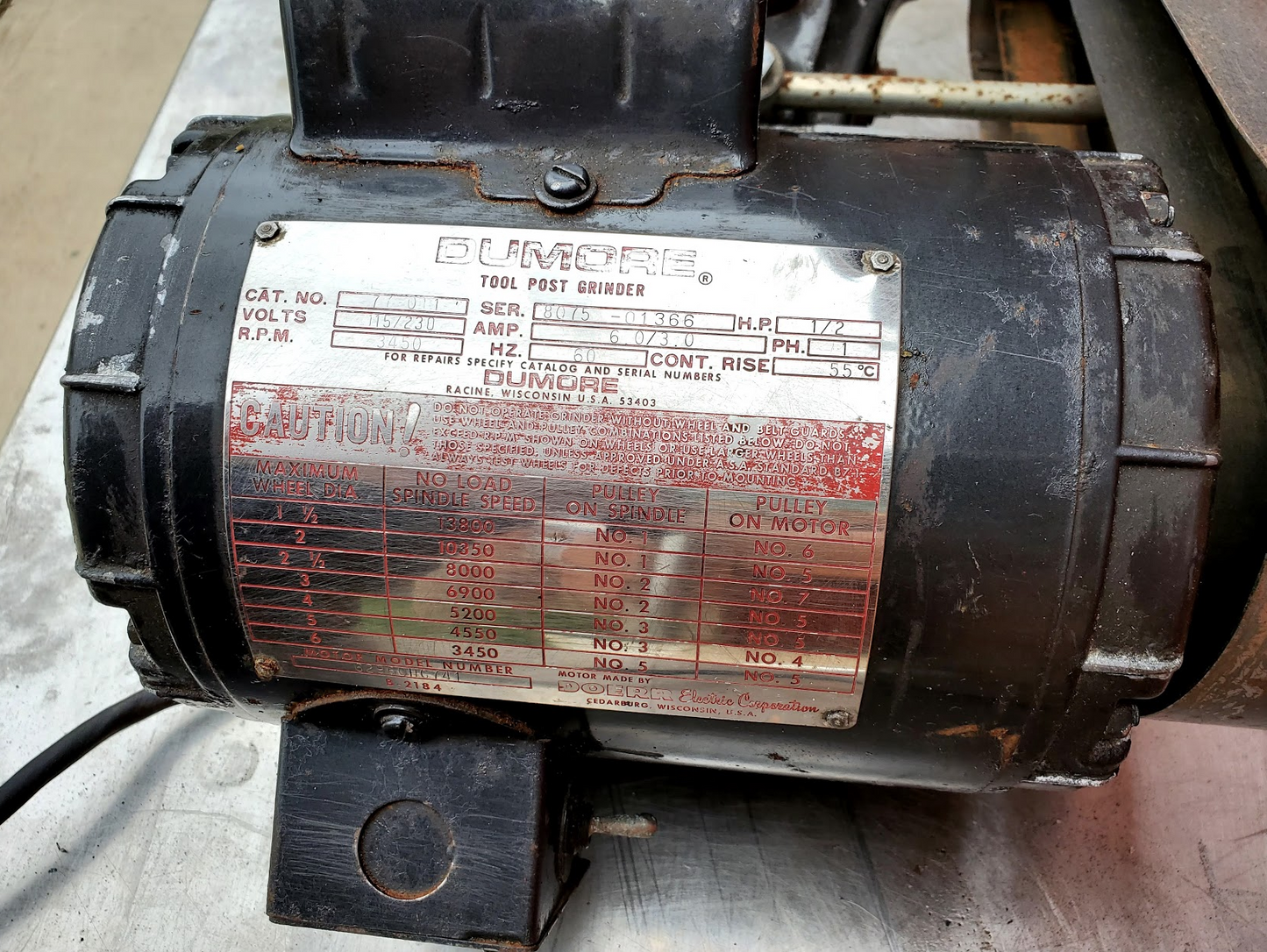 DUMORE LATHE POWERHEAD TOOL POST GRINDER POLISHER Cat77011 WATCH VIDEO FREE SHIP