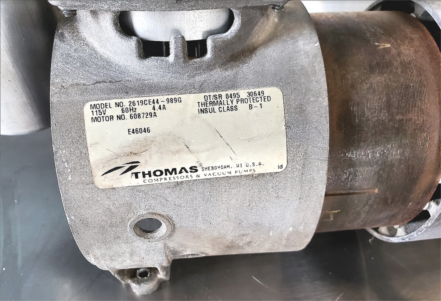 THOMAS 2619CE44-989G PISTON AIR COMPRESSOR VACUUM PUMP WATCH VIDEO FREE SHIP