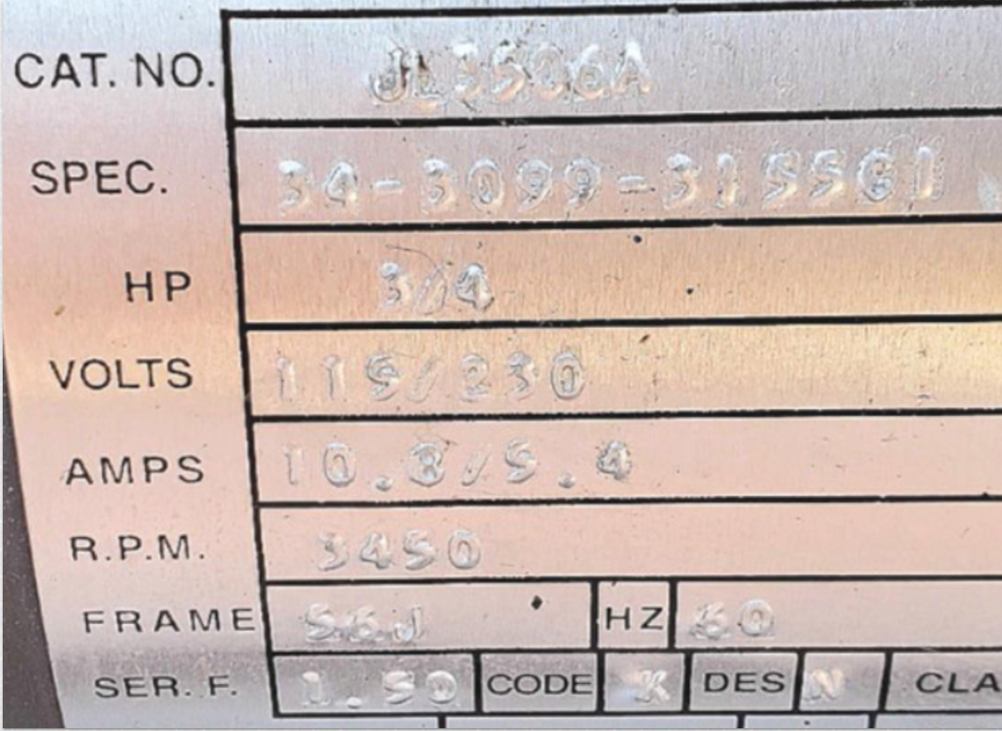 SWEETWATER PENTAIR WATER PUMP BALDOR CA JL3506A 3/4HP MOTOR WATCH VIDEO FREESHIP