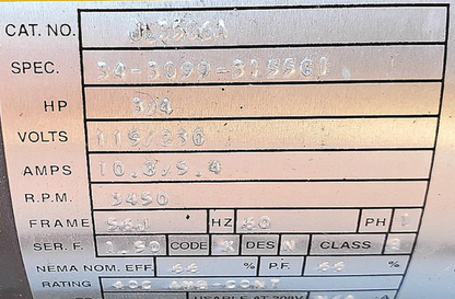 SWEETWATER PENTAIR WATER PUMP BALDOR CA JL3506A 3/4HP MOTOR WATCH VIDEO FREESHIP