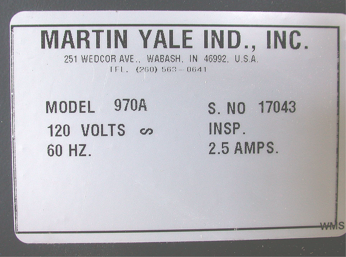 MARTIN YALE 970A BURSTER TABLE TOP 90 DAY WARRANTY WATCH VIDEO FREE SHIP