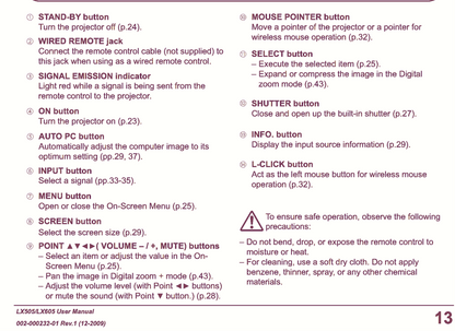 ORIGINAL CHRISTIE LX605 LX505 REMOTE CONTROL PLUS PROJECTOR MANUAL & CD FREESHIP