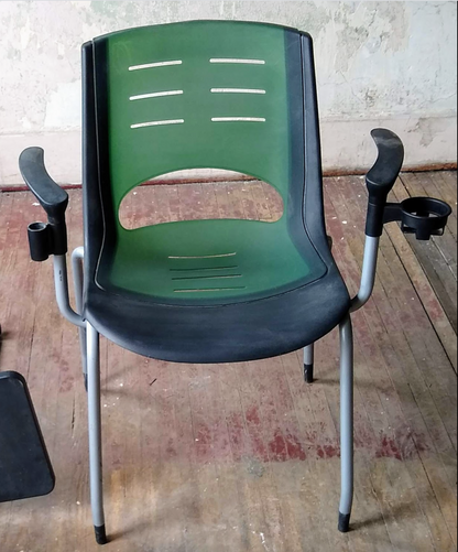 LOT 10 VECTA STEELCASE COALESSE X-STACK GREEN CHAIRS TABLET CUP HOLDER FREE SHIP