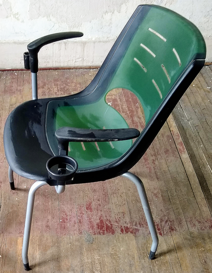 LOT 10 VECTA STEELCASE COALESSE X-STACK GREEN CHAIRS TABLET CUP HOLDER FREE SHIP