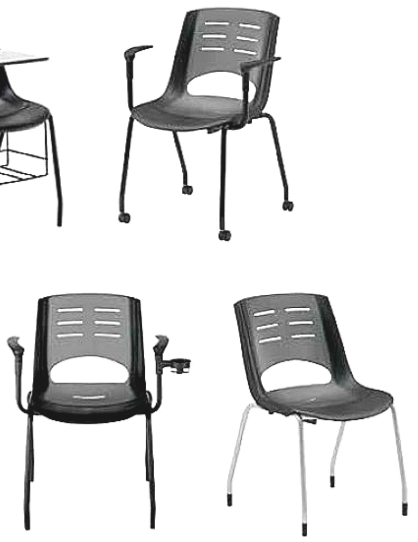 LOT 10 VECTA STEELCASE COALESSE X-STACK GREEN CHAIRS TABLET CUP HOLDER FREE SHIP