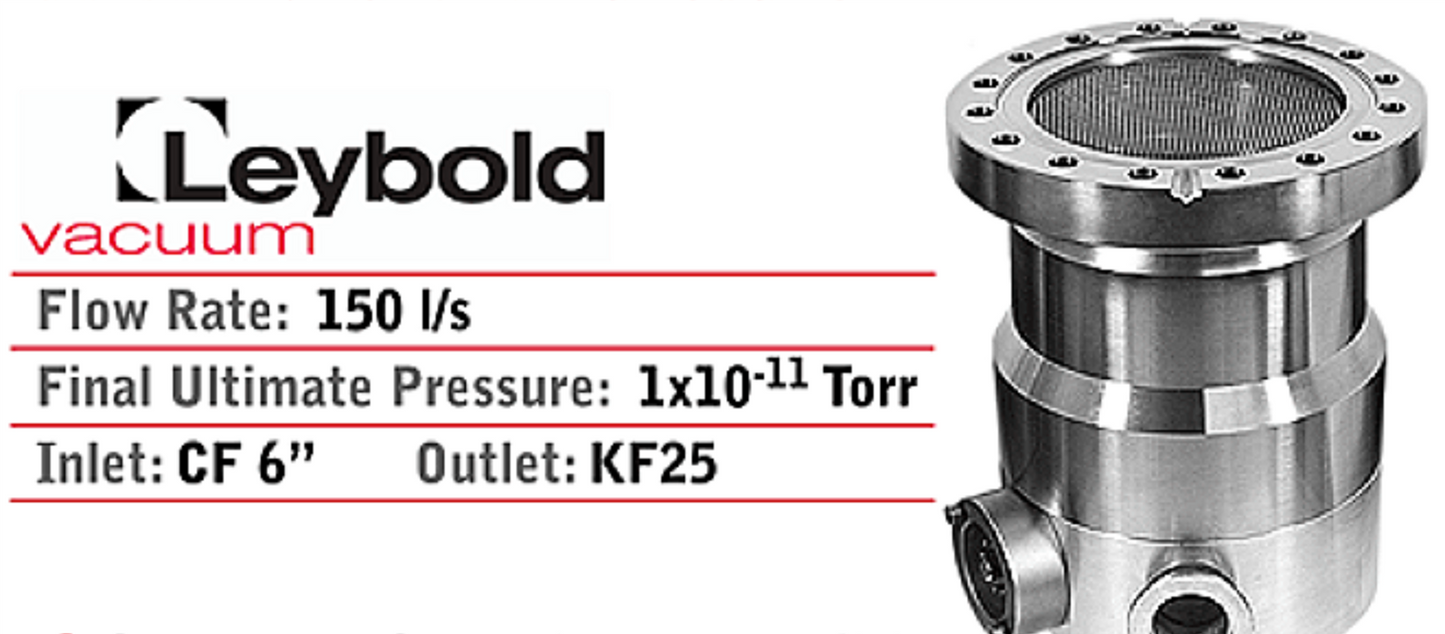 100% REFURBISHED 85611 LEYBOLD 150 l/s TURBOVAC 150 TURBOMOLECULAR PUMP FRESHIP