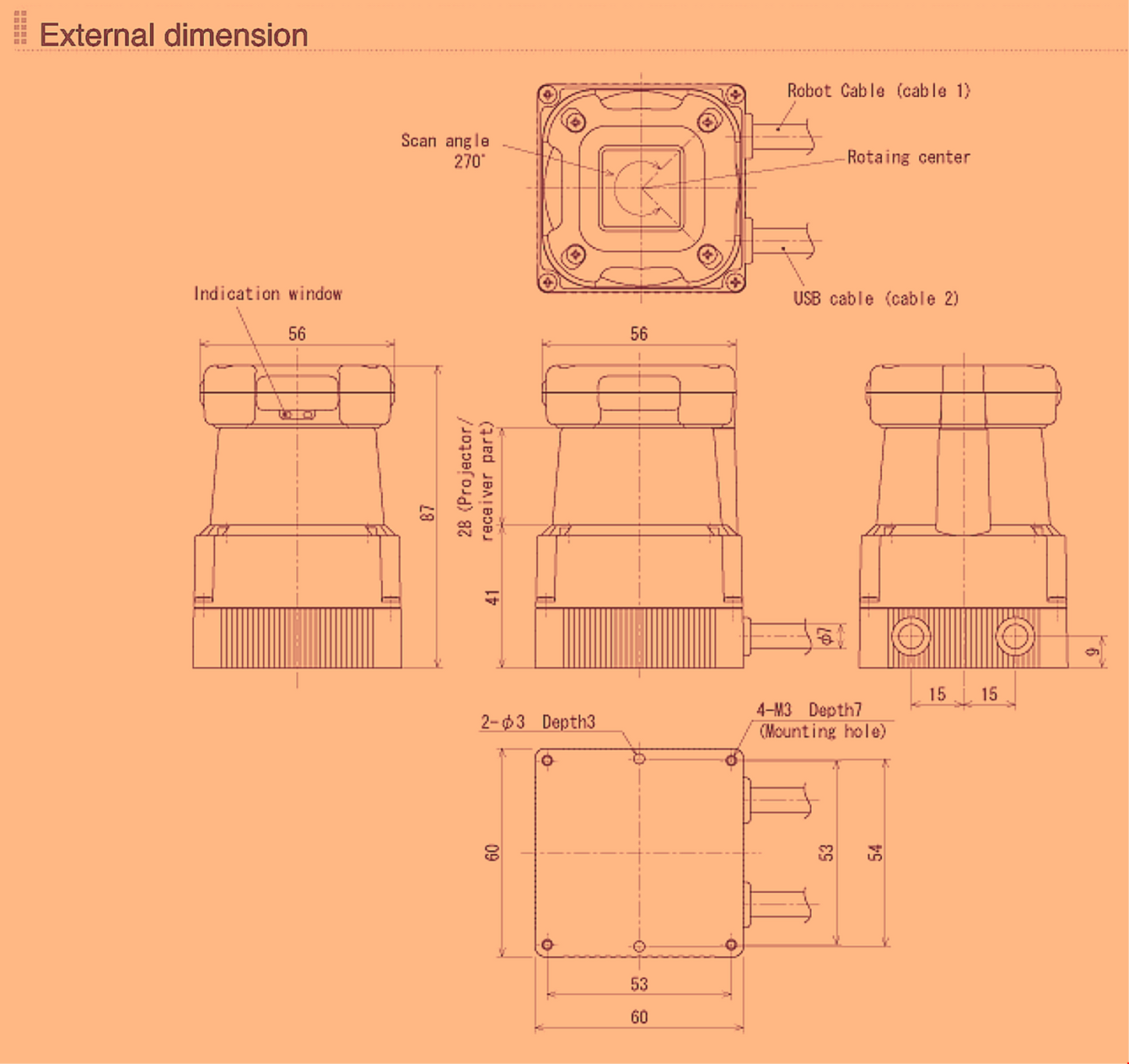 HOKUYO UTM-30LX SCANNING LASER RANGEFINDER MOUNT 3 DYNAMIXEL AX-20+ SERVO MOTORS