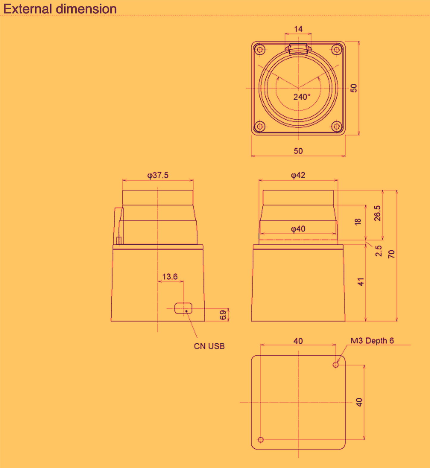 HOKUYO URG-04LX-UG01 Distance Data Output SCANNING LASER RANGEFINDER FREE SHIP