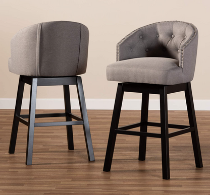 PAIR OF BRAND NEW ORIGINAL BOX BAXTON STUDIO GRAY/ESPRESSO BAR STOOLS FREE SHIP