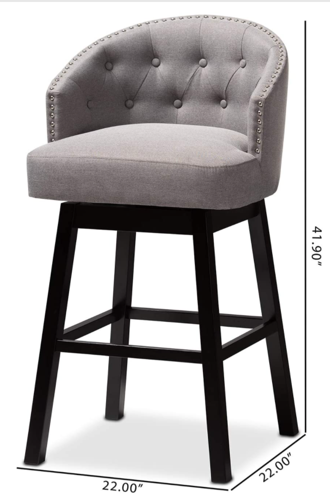 PAIR OF BRAND NEW ORIGINAL BOX BAXTON STUDIO GRAY/ESPRESSO BAR STOOLS FREE SHIP