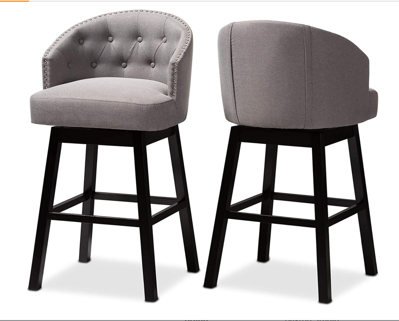 PAIR OF BRAND NEW ORIGINAL BOX BAXTON STUDIO GRAY/ESPRESSO BAR STOOLS FREE SHIP