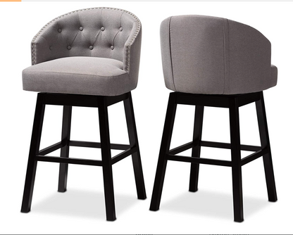 PAIR OF BRAND NEW ORIGINAL BOX BAXTON STUDIO GRAY/ESPRESSO BAR STOOLS FREE SHIP