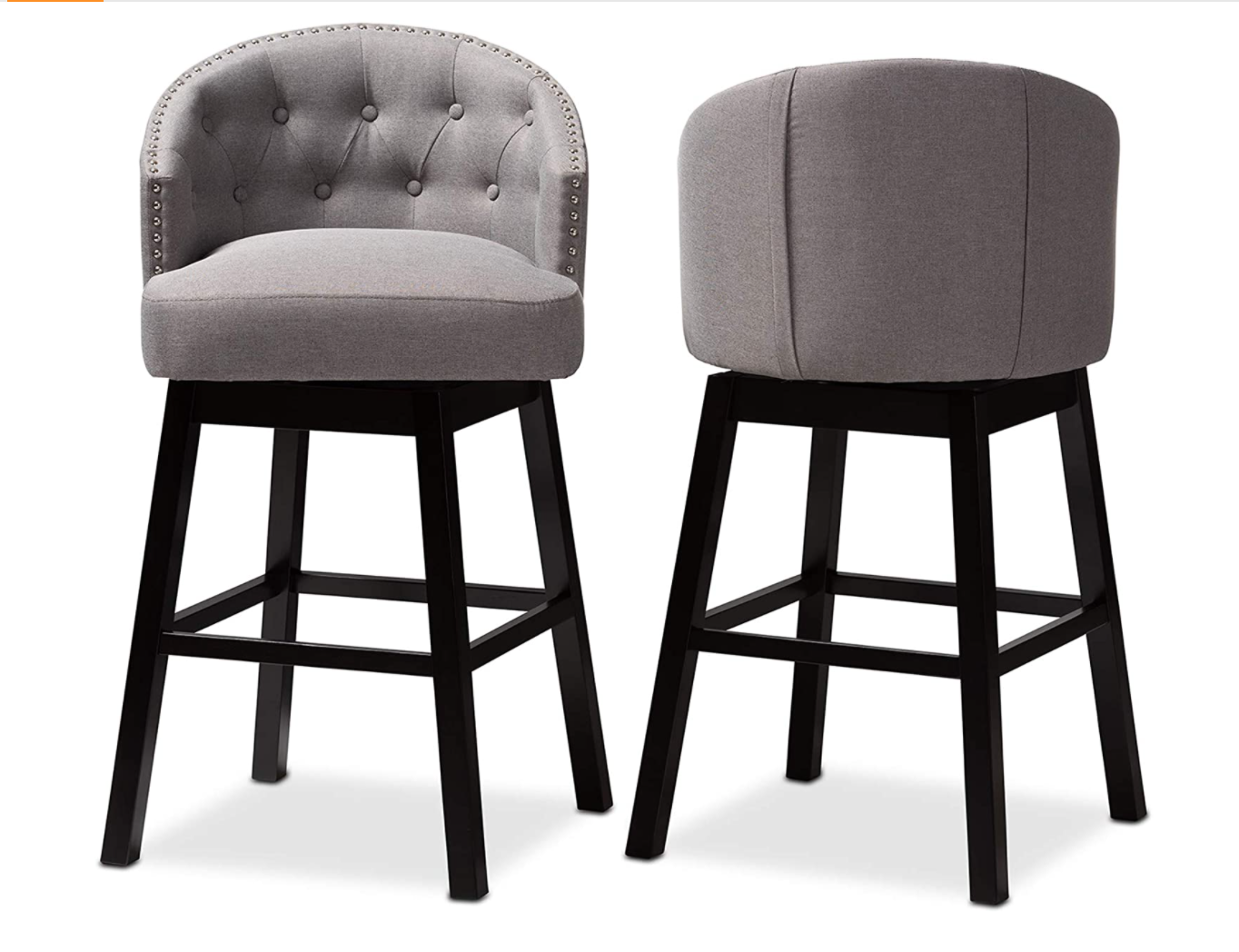 PAIR OF BRAND NEW ORIGINAL BOX BAXTON STUDIO GRAY/ESPRESSO BAR STOOLS FREE SHIP