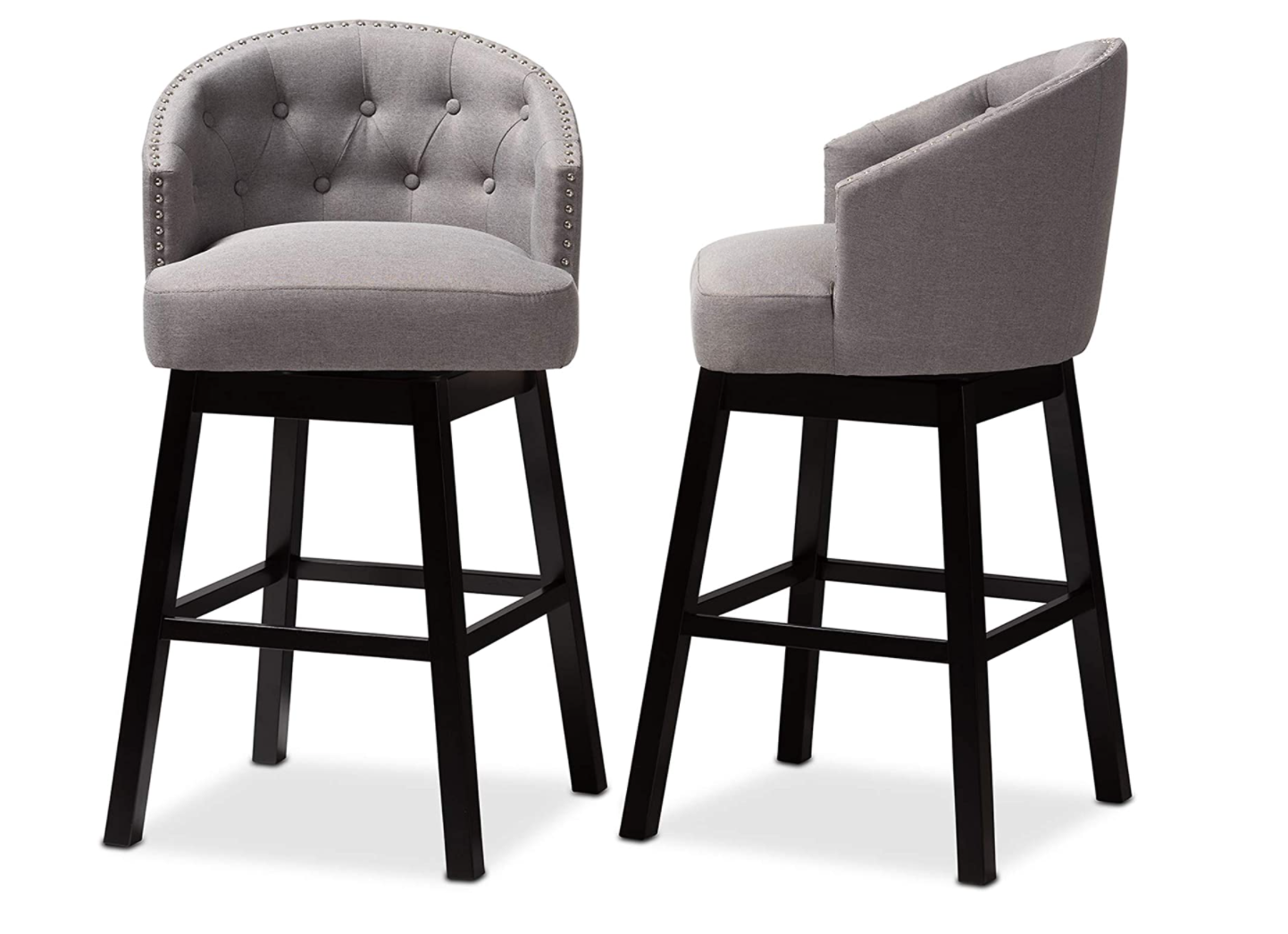 PAIR OF BRAND NEW ORIGINAL BOX BAXTON STUDIO GRAY/ESPRESSO BAR STOOLS FREE SHIP