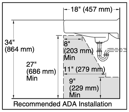 KOHLER 20" x 18" WALL MOUNT COMMERCIAL SINK withHOT & COLD FAUCET HOLES FREESHIP