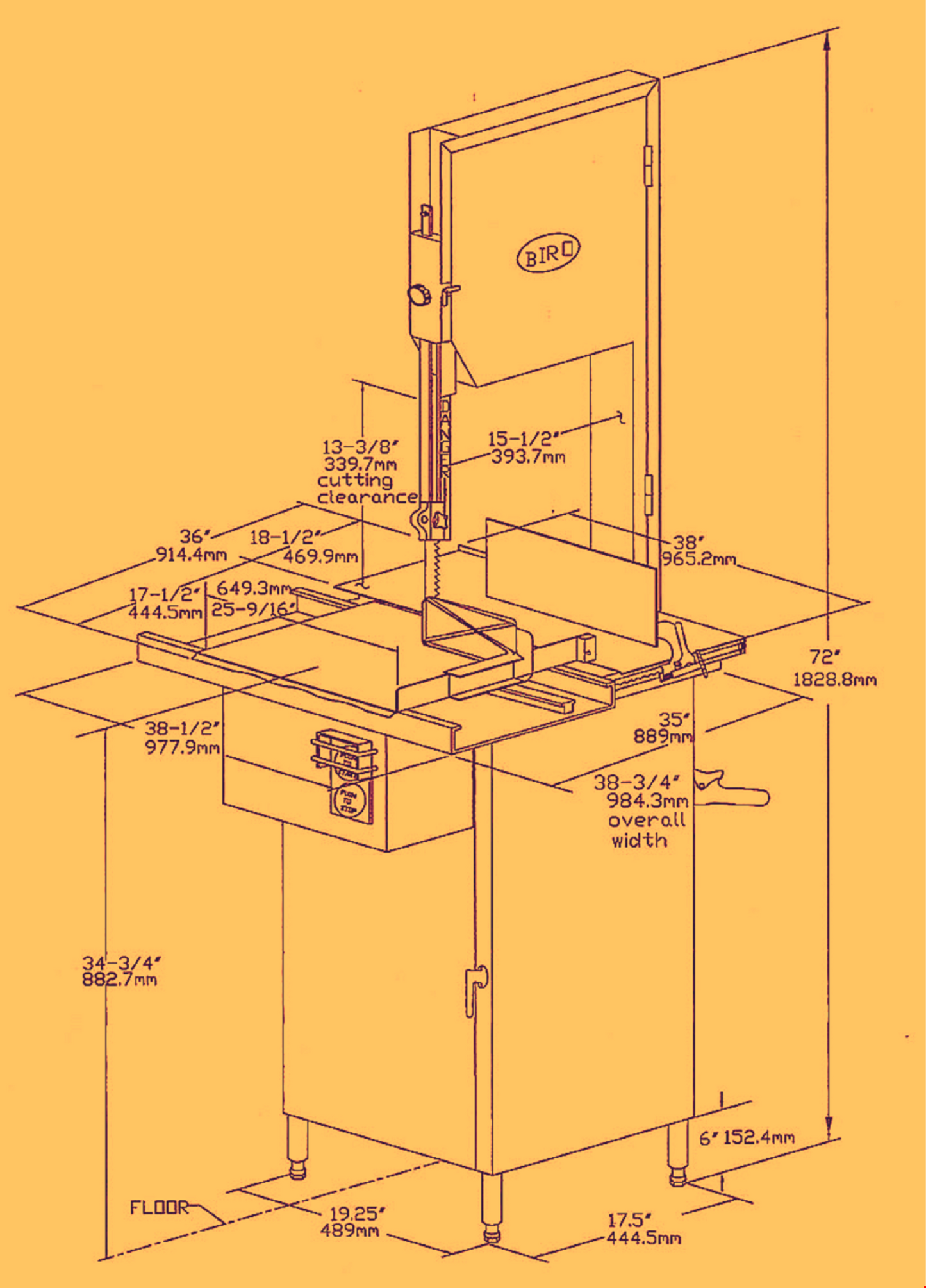 BIRO 3334 22 MEAT SAW with NEW BLADE 3PHASE & ACCESSORIES 90-DAY-WARRANTY