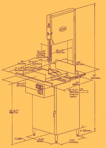 BIRO 3334 22 MEAT SAW with NEW BLADE 3PHASE & ACCESSORIES 90-DAY-WARRANTY