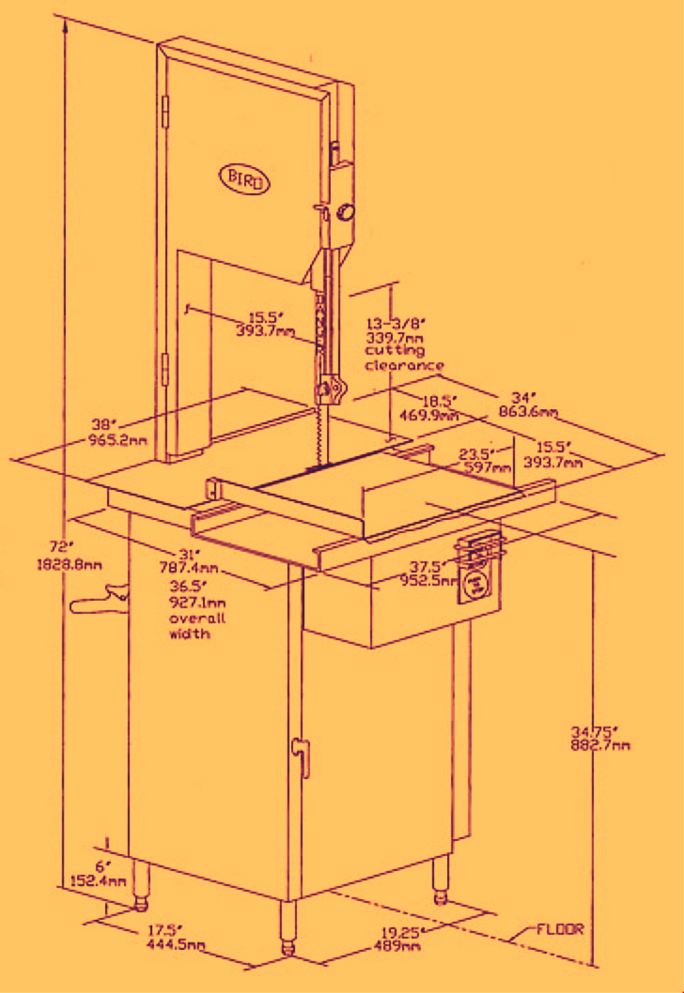 BIRO 3334 22 MEAT SAW with NEW BLADE 3PHASE & ACCESSORIES 90-DAY-WARRANTY