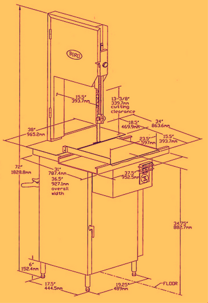 BIRO 3334 22 MEAT SAW with NEW BLADE 3PHASE & ACCESSORIES 90-DAY-WARRANTY