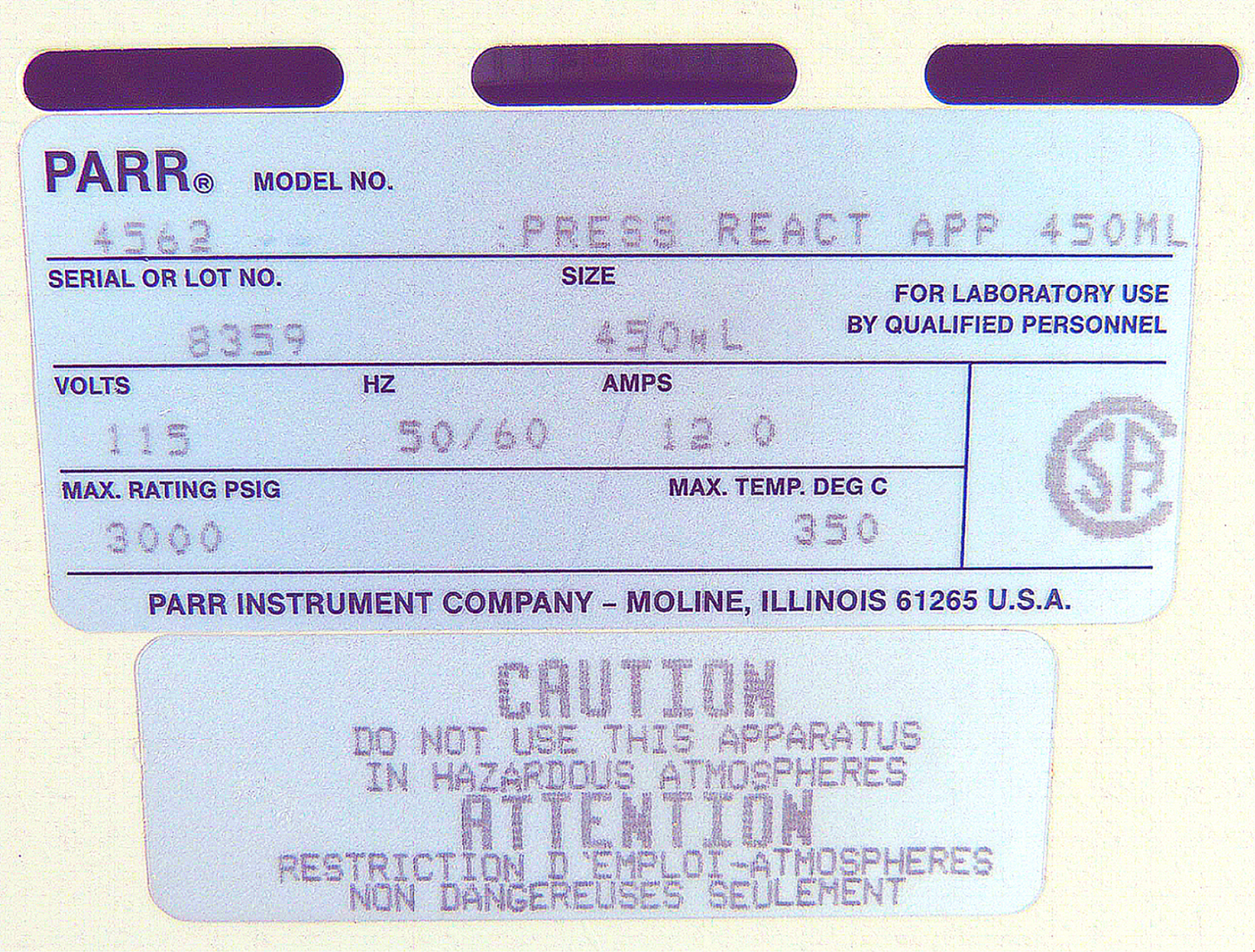 PARR 4562 450ml PRESSURE REACTOR + DIGITAL 4842 TEMPERATURE CONTROLLER FREESHIP