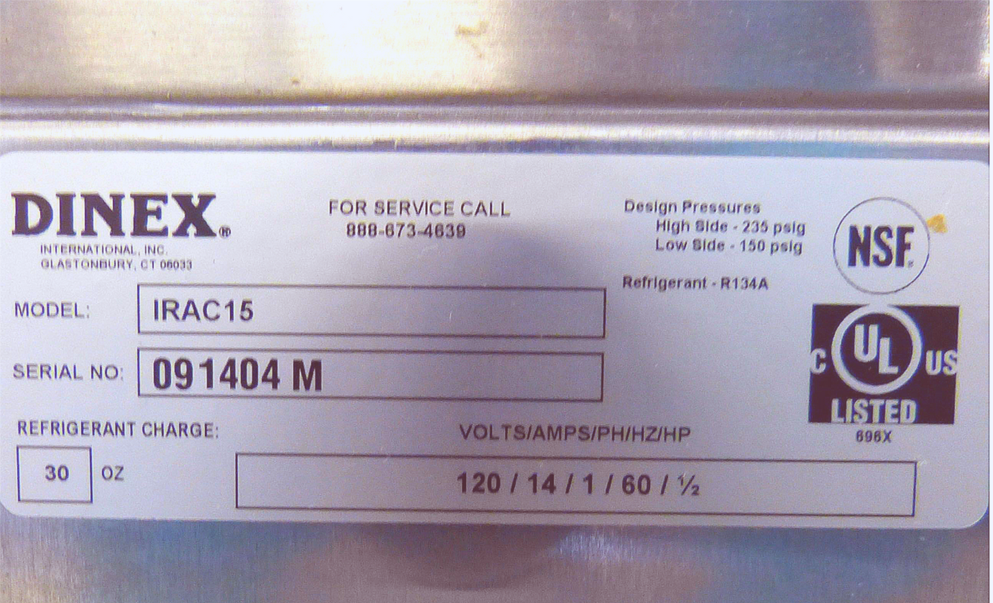 CARLISLE DINEX IRAC15 COMMERCIAL AIR CURTAIN REFRIGERATOR 90DAYWARRANTY FREESHIP