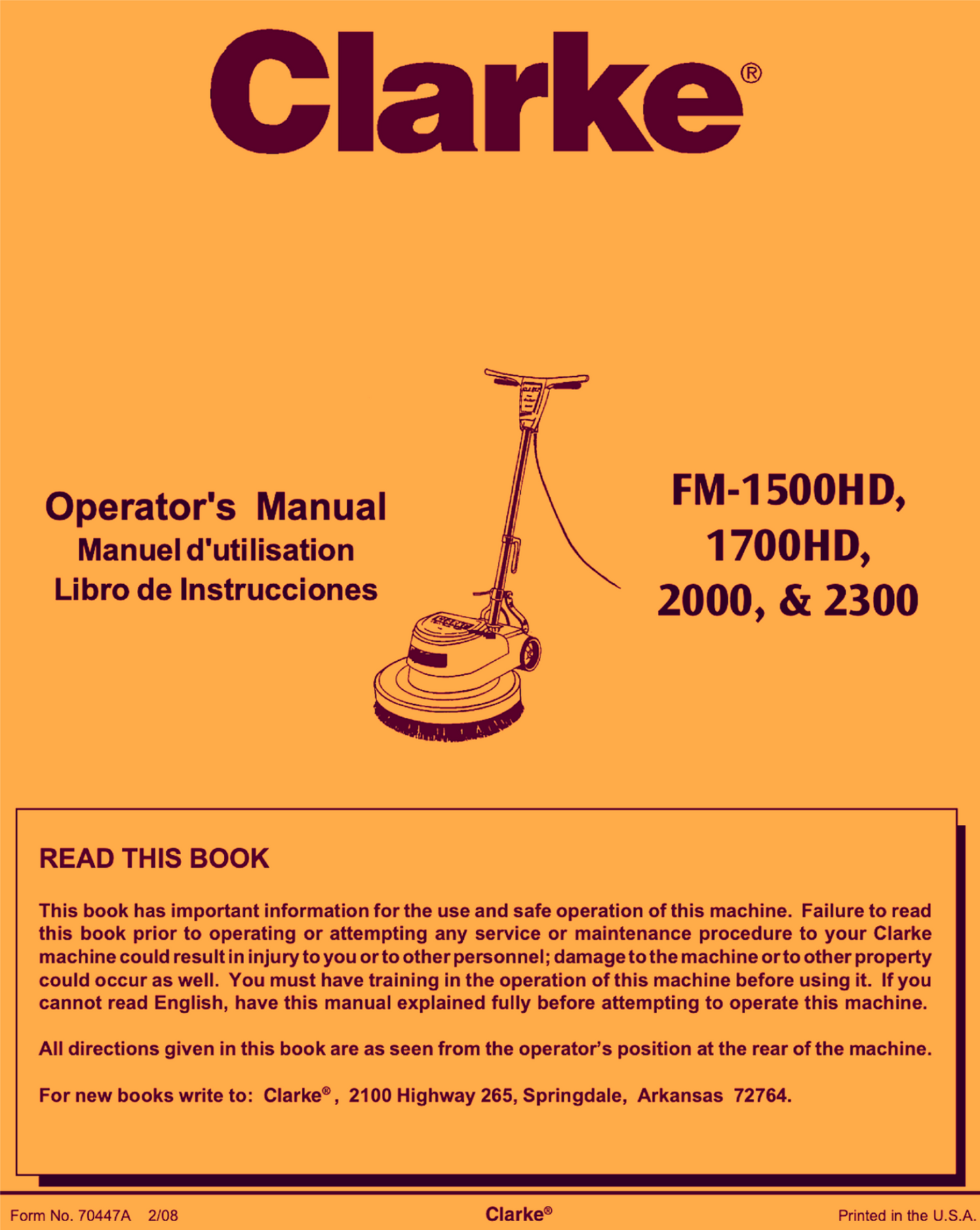 NILFISK CLARKE HEAVY DUTY 17" COMMERCIAL FM-17 FLOOR MACHINE WATCHVIDEO FREESHIP