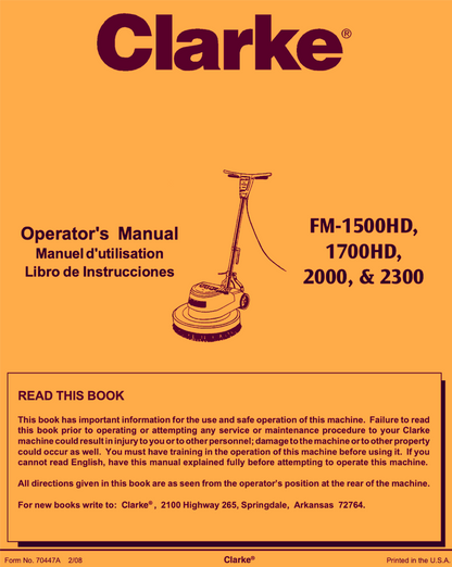 NILFISK CLARKE HEAVY DUTY 17" COMMERCIAL FM-17 FLOOR MACHINE WATCHVIDEO FREESHIP